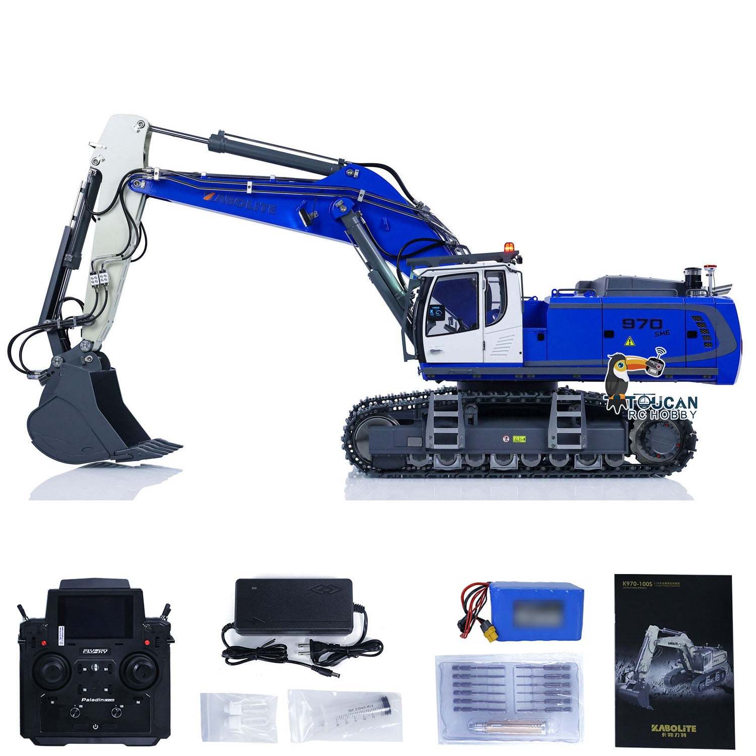 K970-100S Pro Version 1/14 Hydraulic RC Excavator Digger Metal Construction Vehicles Ready to Run with Smoker Light Sound
