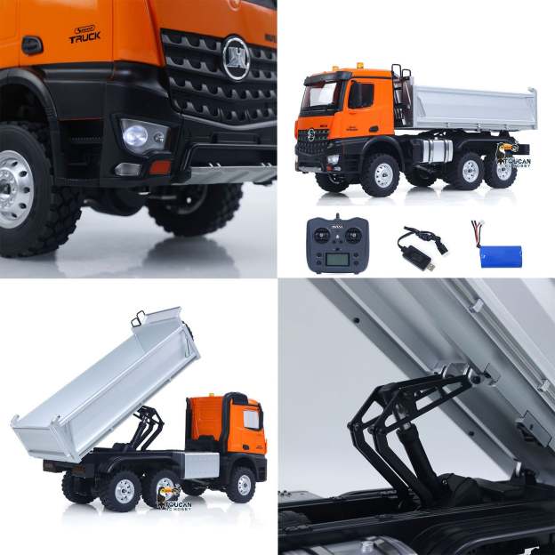 1/14  1598 2.4G Remote Control Dumper 6x6 Engineering Transport Vehicle Lifting Rod Tipper Car Light Sound Battery Toys