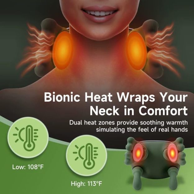 Luxulist Neck Massager for Pain Relief with Heat Deep Tissue Shiatsu Neck and Shoulder Massager Bionic Hand Design for Muscle Relaxation at Home Office or Travel