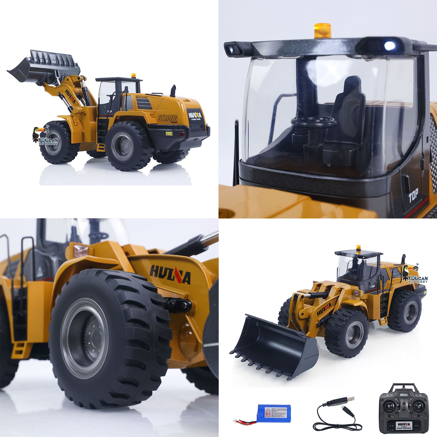 Fast Free Shipping for EU 1/14 HUINA Toys 2.4G 10CH Radio Controlled Loader 1583 Assembled Electric Lifting System Lights Sound RC Construction Vehicles