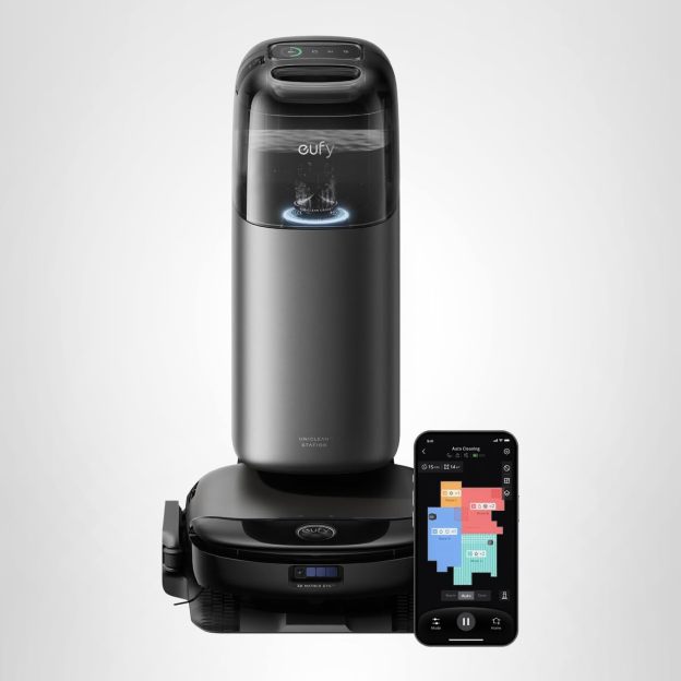 eufy Robot Vacuum Omni S1 Pro, HydroJet System with Roller Mop, Robot Vacuum and Mop Combos, Eco-Clean Ozone, Incrediable Suction, Obstacle Avoidance, Auto Mop Washing & Drying, Self-Emptying