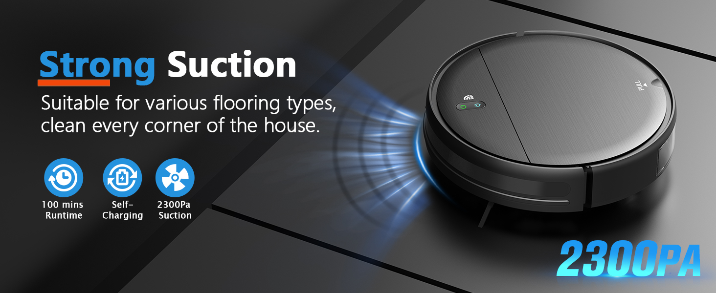 Robot Vacuum and Mop Combo,Strong Suction 2300Pa