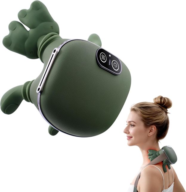 Luxulist Neck Massager for Pain Relief with Heat Deep Tissue Shiatsu Neck and Shoulder Massager Bionic Hand Design for Muscle Relaxation at Home Office or Travel