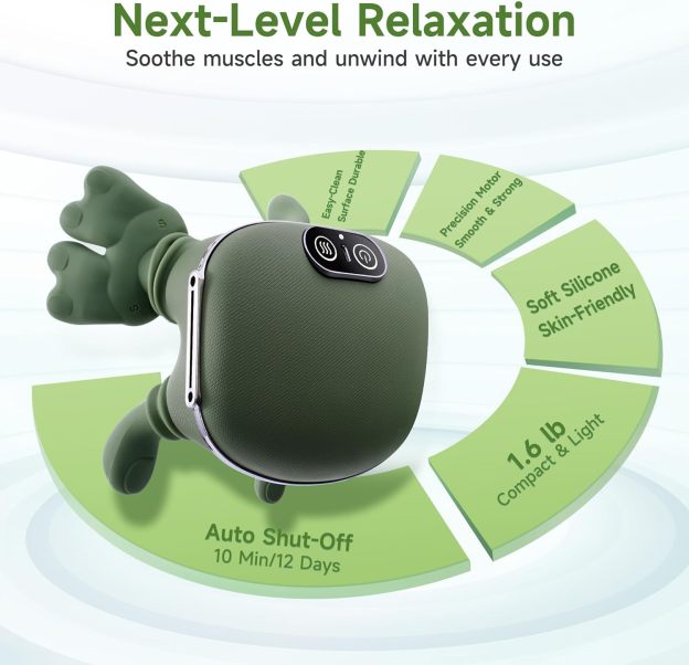 Luxulist Neck Massager for Pain Relief with Heat Deep Tissue Shiatsu Neck and Shoulder Massager Bionic Hand Design for Muscle Relaxation at Home Office or Travel