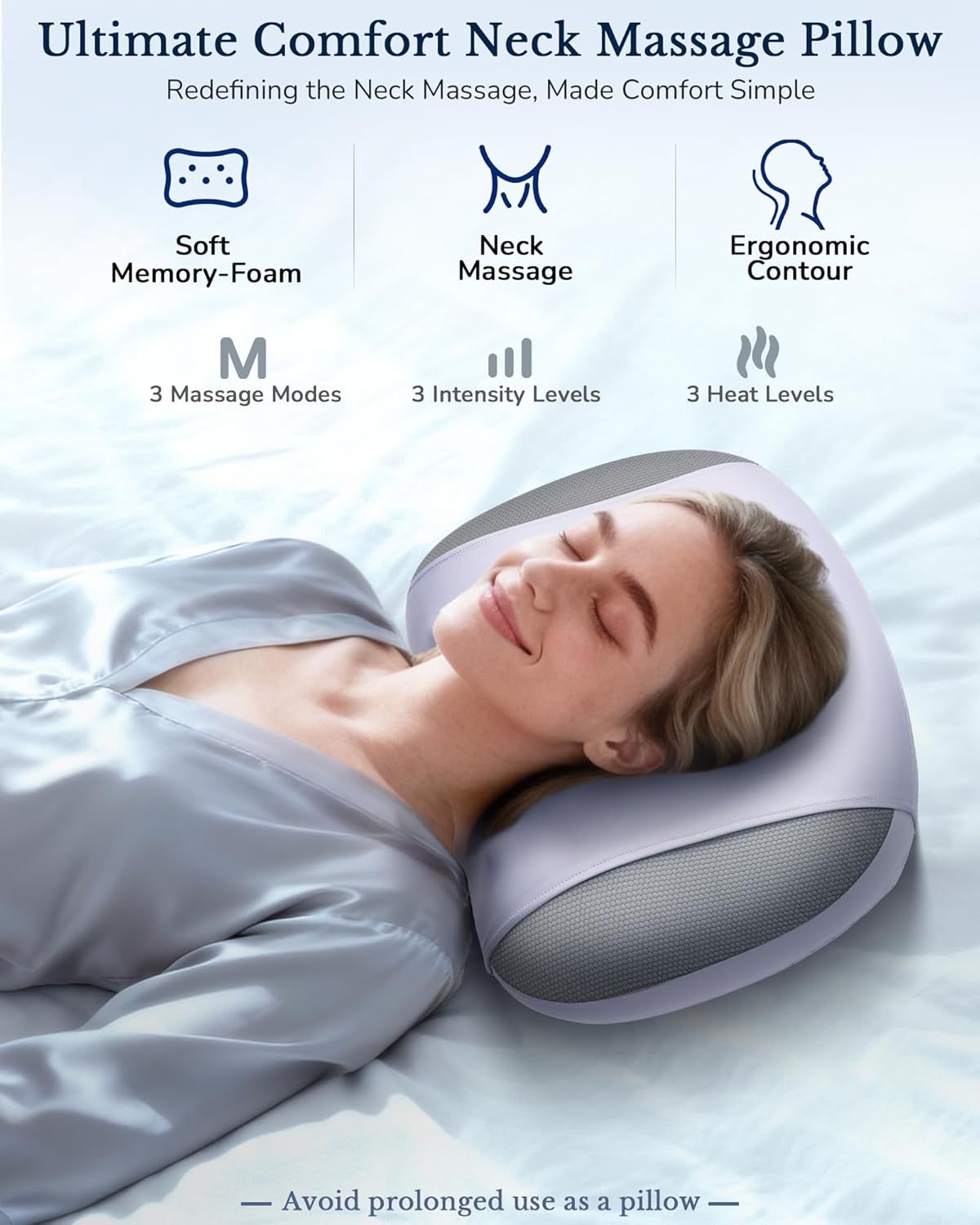 JZBRAIN Neck Massager Pillow with Heat : Cordless Shiatsu Kneading Massage Pillow for Pain Relief Deep Tissue - Adjustable Intensity & Modes - for Men, Women, Parents