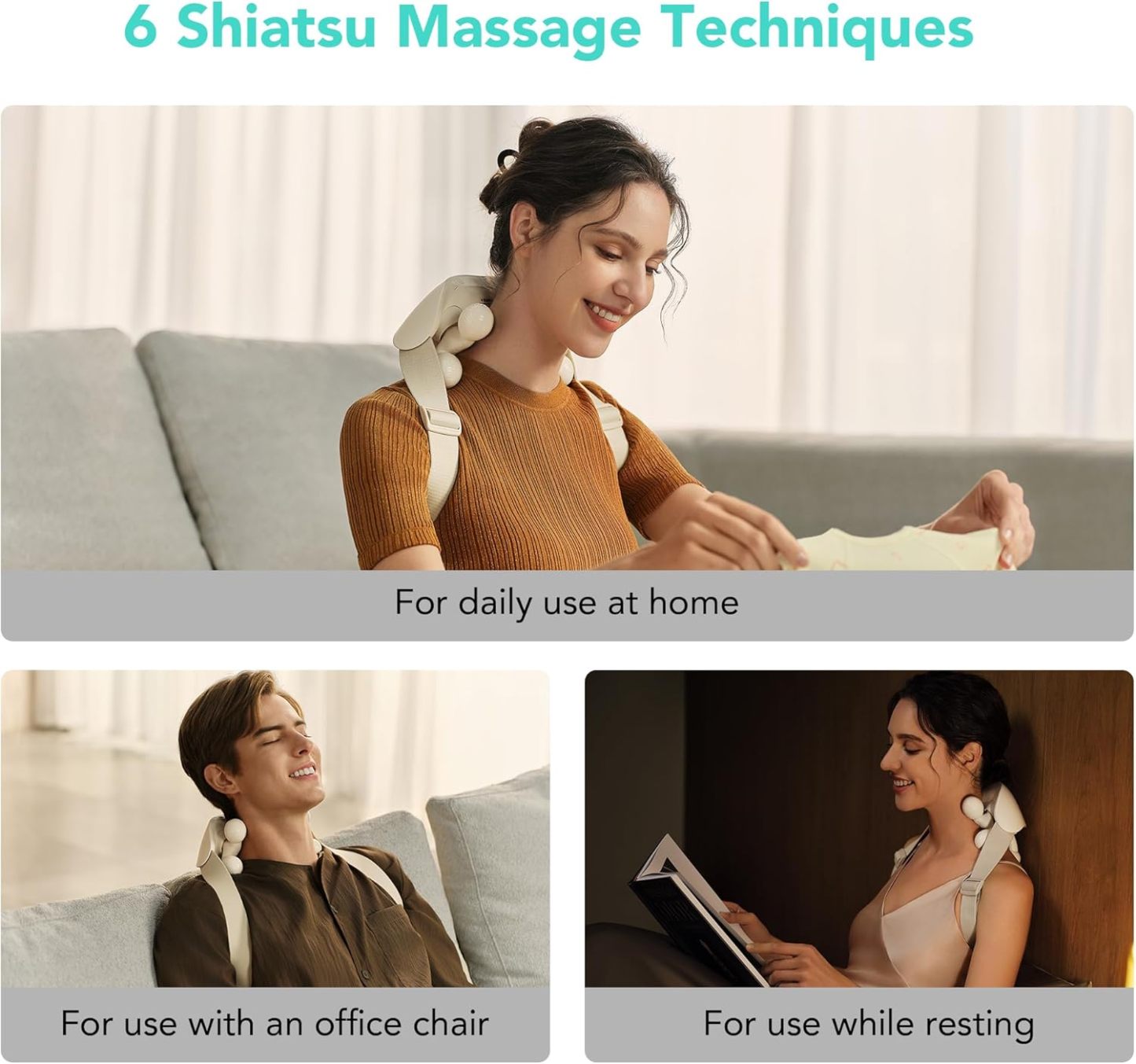 SKG Neck Massager for Pain Relief Deep Tissue Cordless Shiatsu Neck and Shoulder Massger with Heat HS500 Gifts for Men and Women Dad Mom Grandpa
