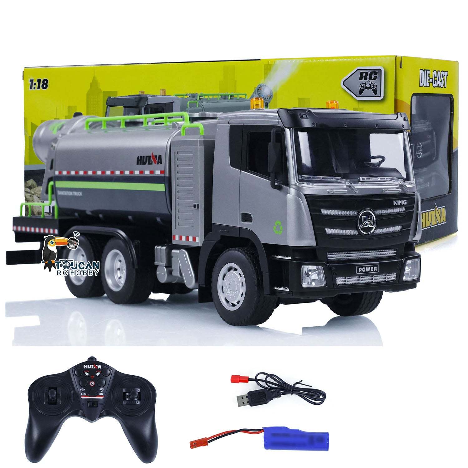 1/18 1316 Spray Fog Cannon Truck 9CH RC Car 2.4G Remote Control Model Plastic Toys Battery Charger