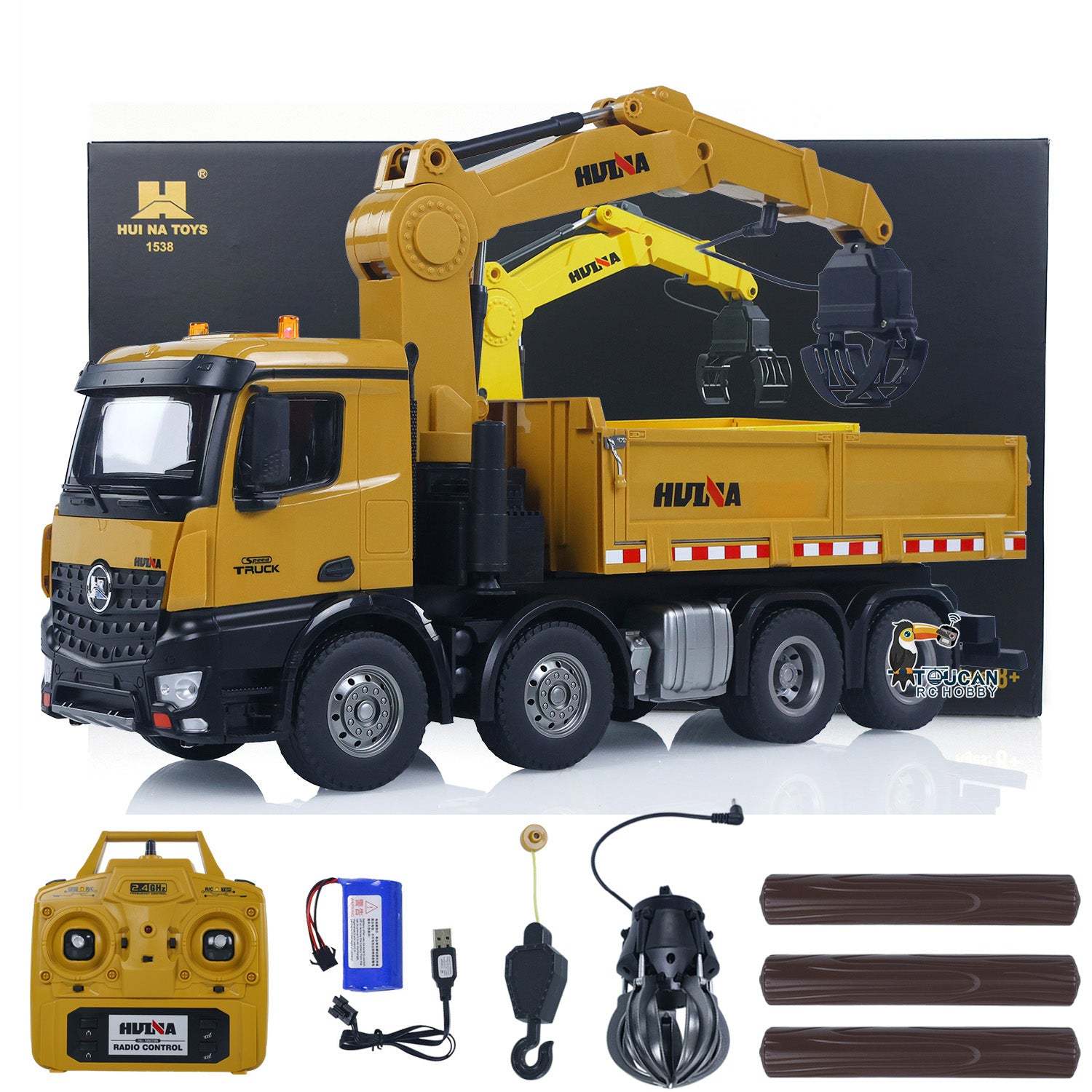  1538 1/14 RC Timber Grab Truck Dumper Remote Control Model Toy Vehicles 2.4G Radio Battery