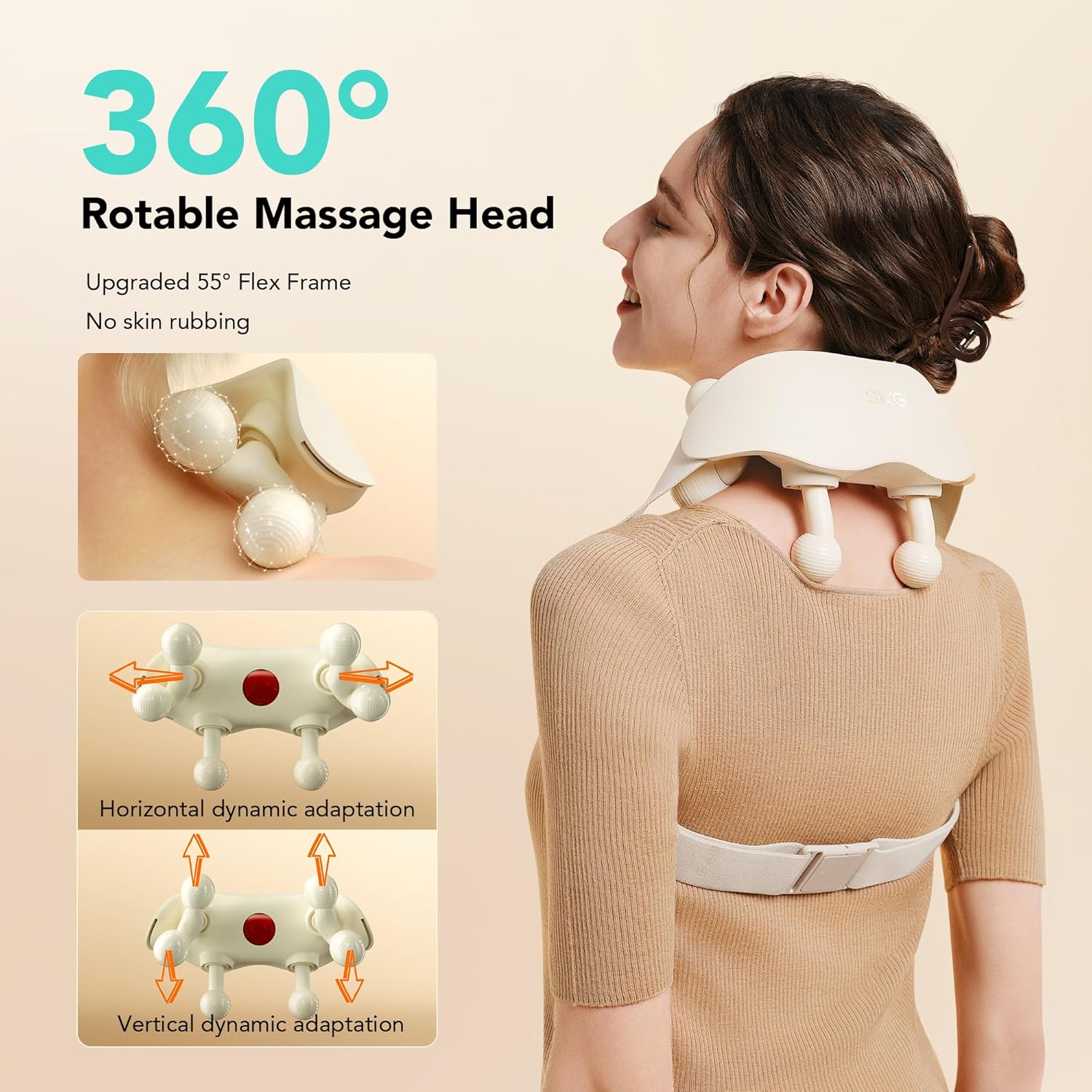 SKG Neck Massager for Pain Relief Deep Tissue Cordless Shiatsu Neck and Shoulder Massger with Heat HS500 Gifts for Men and Women Dad Mom Grandpa