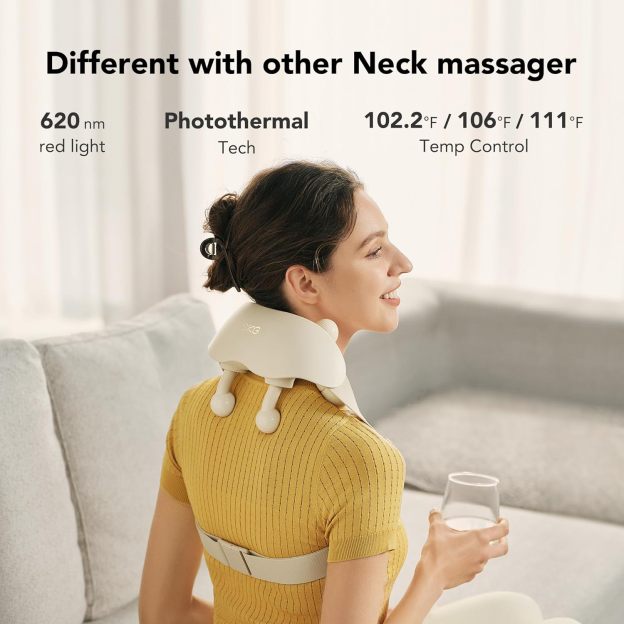 SKG Neck Massager for Pain Relief Deep Tissue Cordless Shiatsu Neck and Shoulder Massger with Heat HS500 Gifts for Men and Women Dad Mom Grandpa