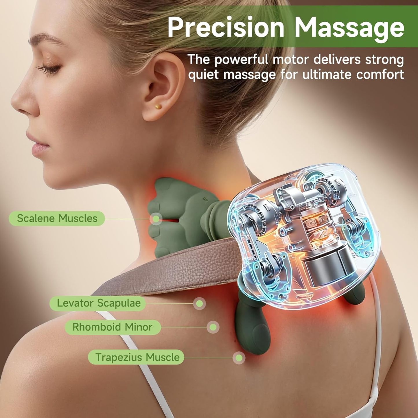 Luxulist Neck Massager for Pain Relief with Heat Deep Tissue Shiatsu Neck and Shoulder Massager Bionic Hand Design for Muscle Relaxation at Home Office or Travel
