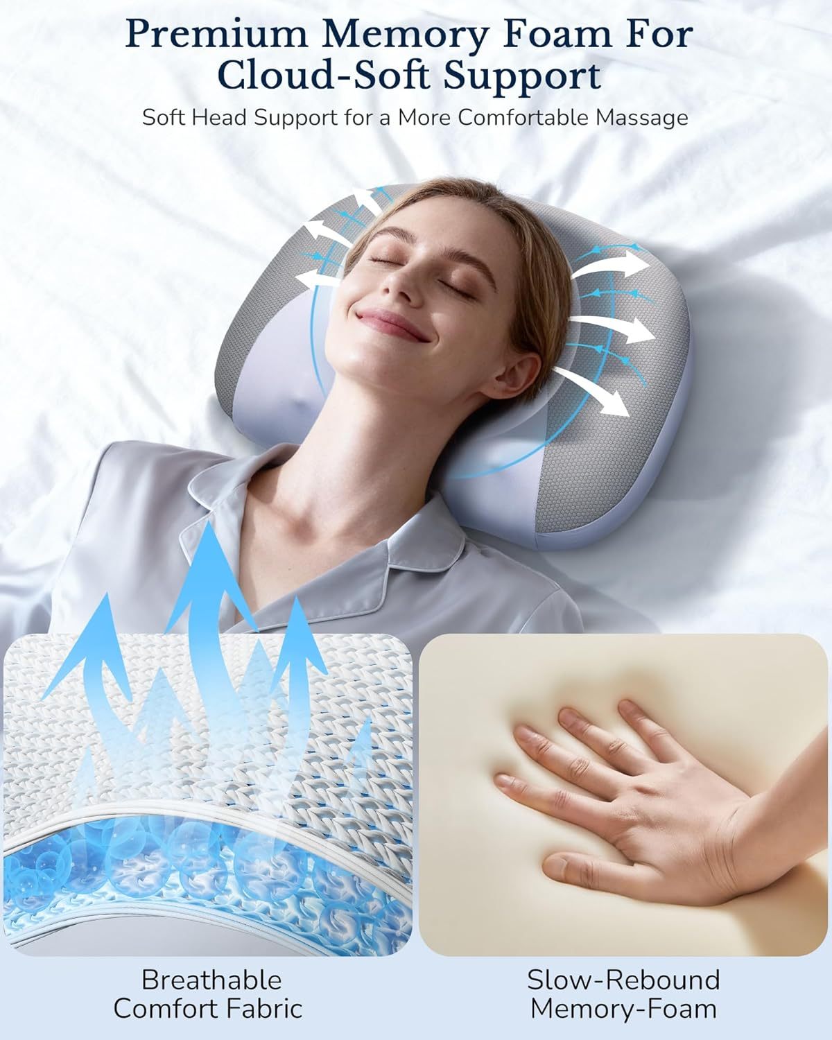 JZBRAIN Neck Massager Pillow with Heat : Cordless Shiatsu Kneading Massage Pillow for Pain Relief Deep Tissue - Adjustable Intensity & Modes - for Men, Women, Parents