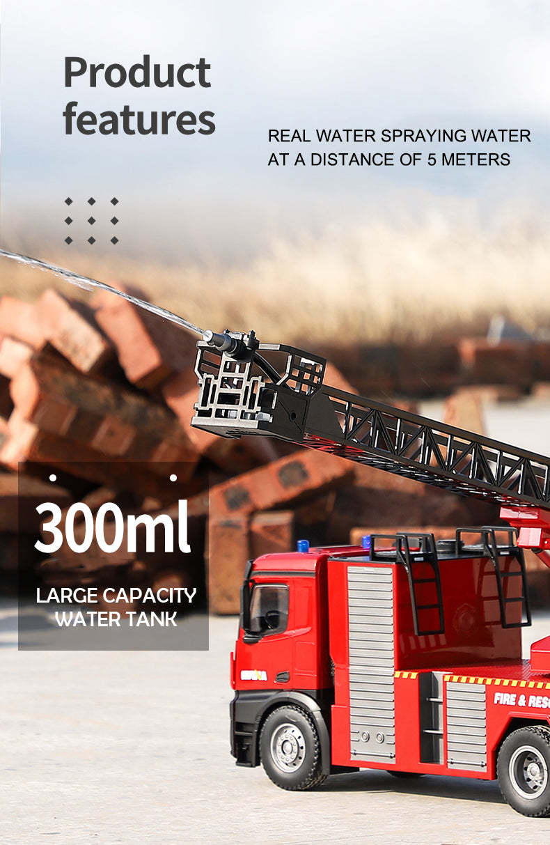  Toy 1/14 561 Sprayable Scaling Ladder Fire Truck 1561 RC Tractor 2.4G Remote Control Model Car