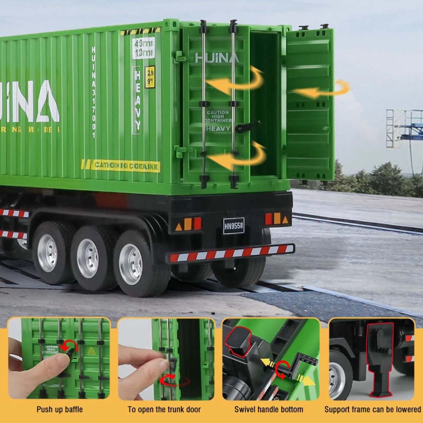 1317 1/18 RC Tractor Car Container Trailer Truck 9CH Remote Control Cars Toys Model Gift