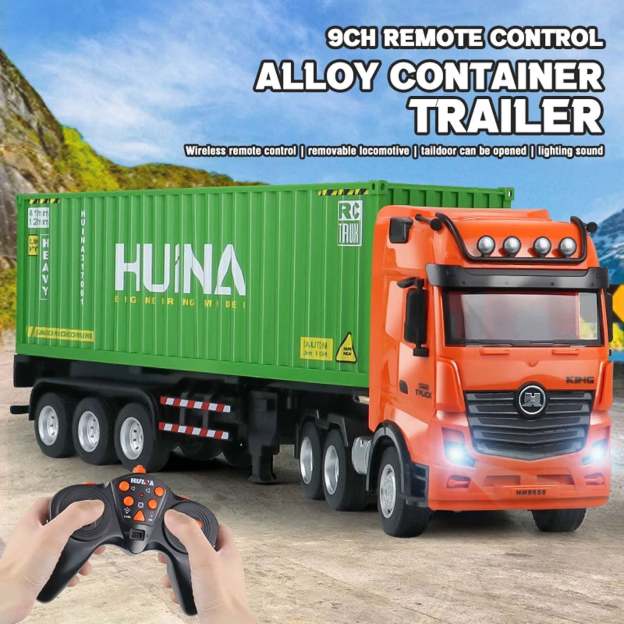  1317 1/18 RC Tractor Car Container Trailer Truck 9CH Remote Control Cars Toys Model Gift