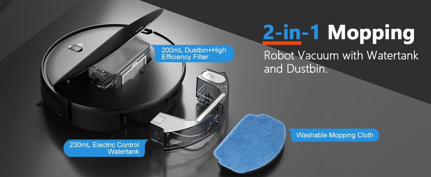 Robot Vacuum with Watertank and Dustbin