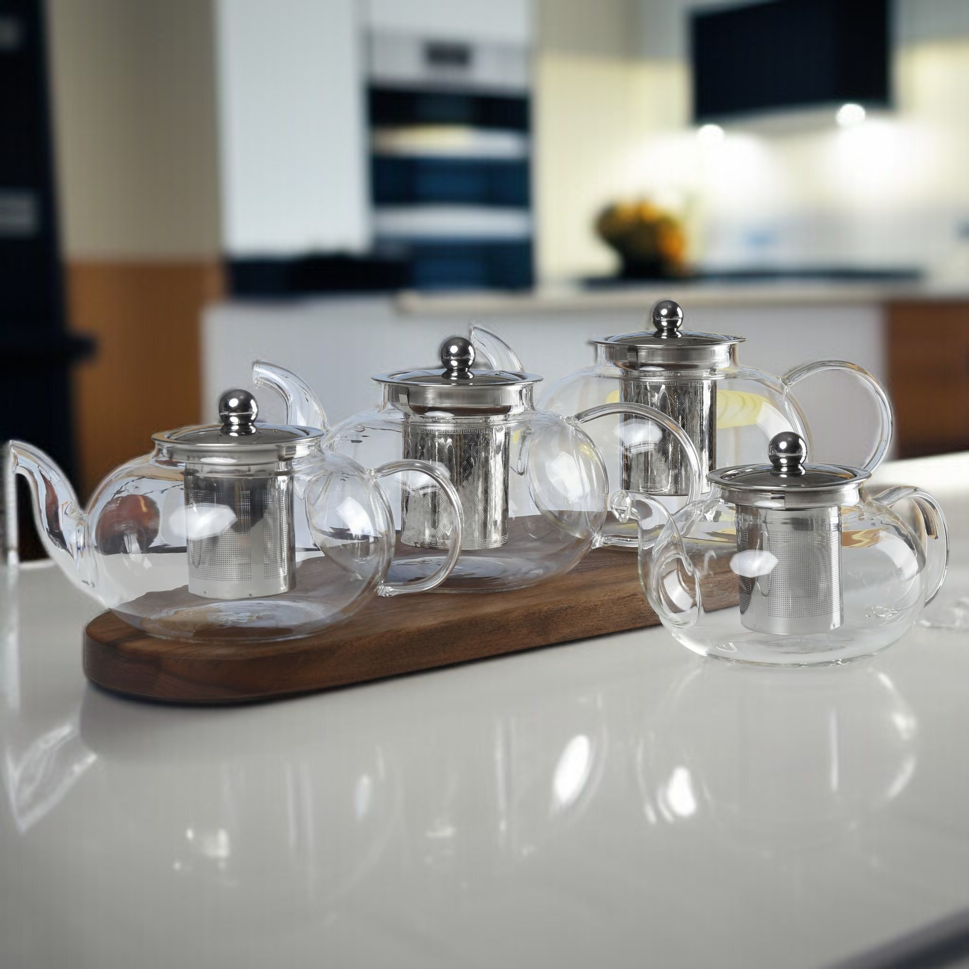 Prémium minőségű üveg teáskanna rozsdamentes acél szűrővel