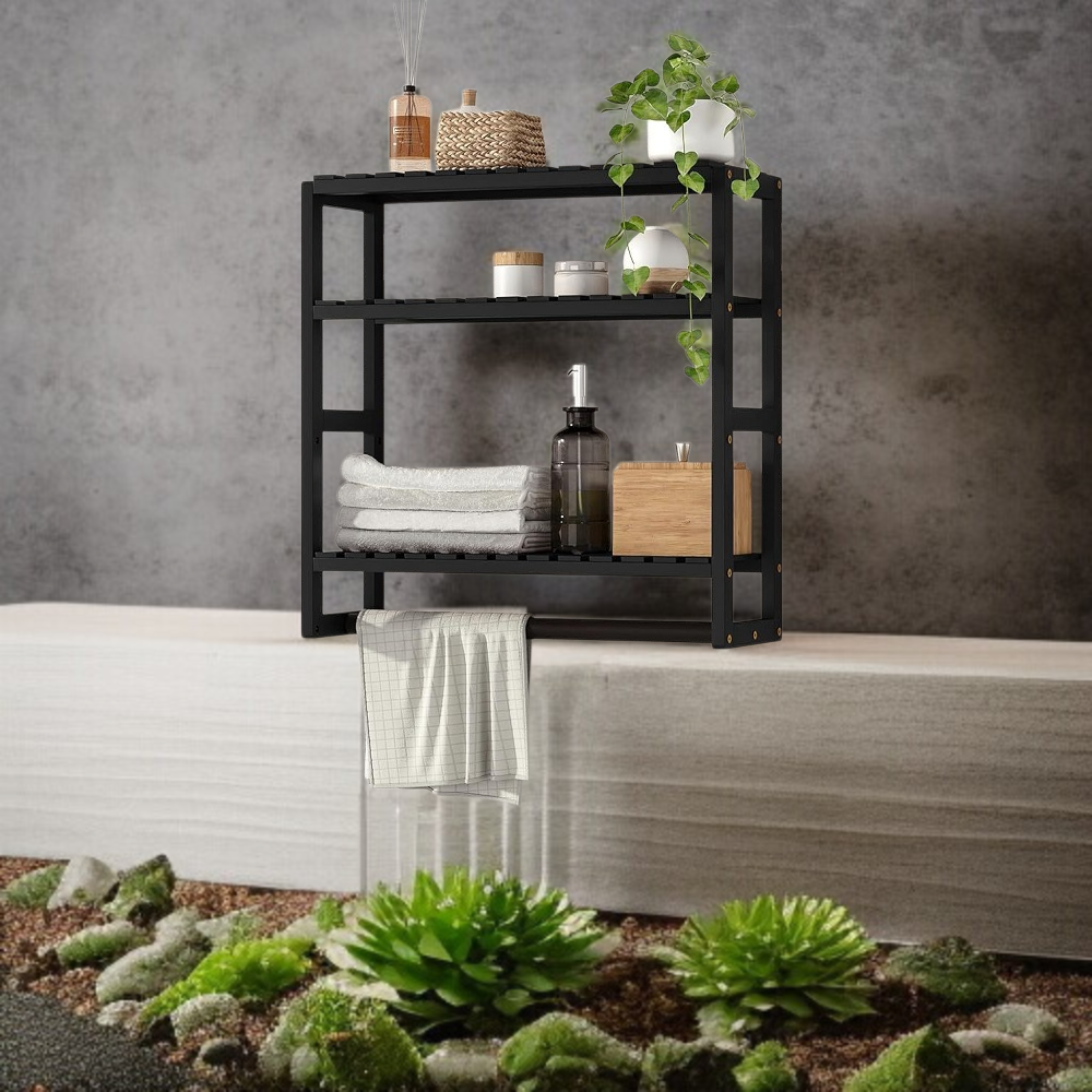 Stílusos tömörfa fűszertartó polc konyhai használatra