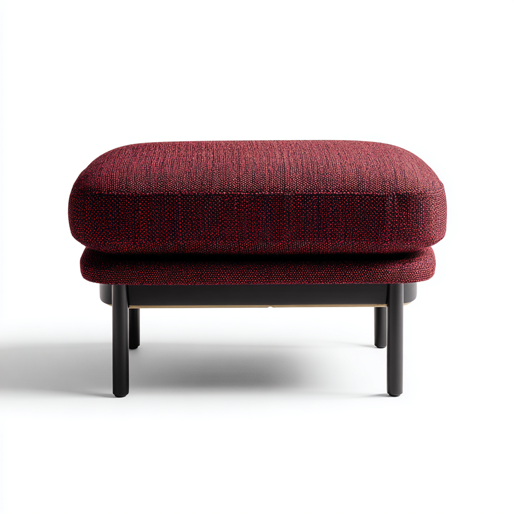 Poggiapiedi rettangolare in tessuto 48x38x40 cm - bordeaux - design moderno con struttura in metallo nero-Homeixe