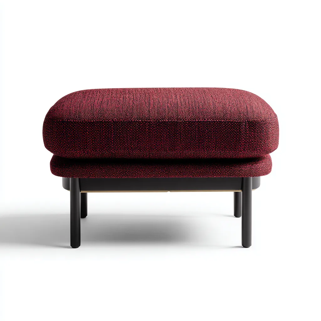 Poggiapiedi rettangolare in tessuto 48x38x40 cm - bordeaux - design moderno con struttura in metallo nero-Homeixe