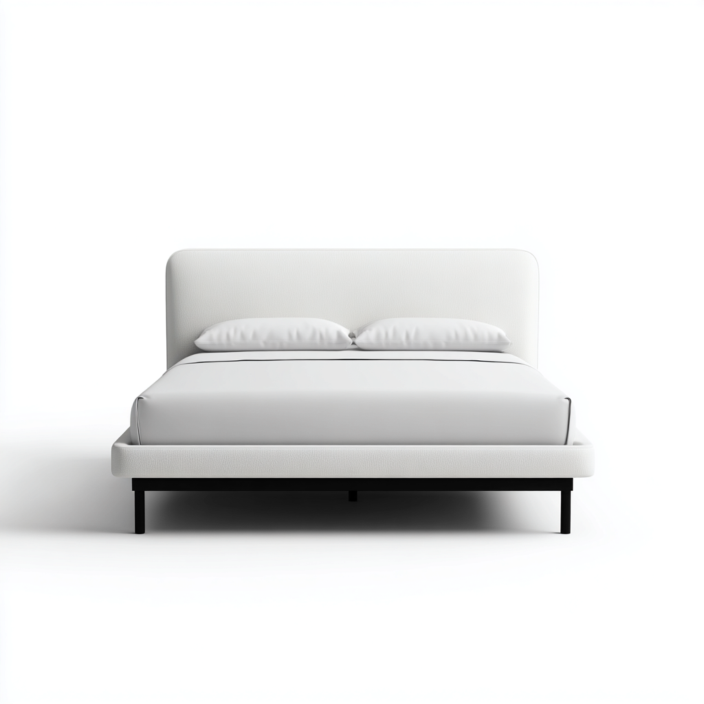 Letto matrimoniale in pelle 160x200x110 cm - bianco - design semplice con gambe nere-Homeixe