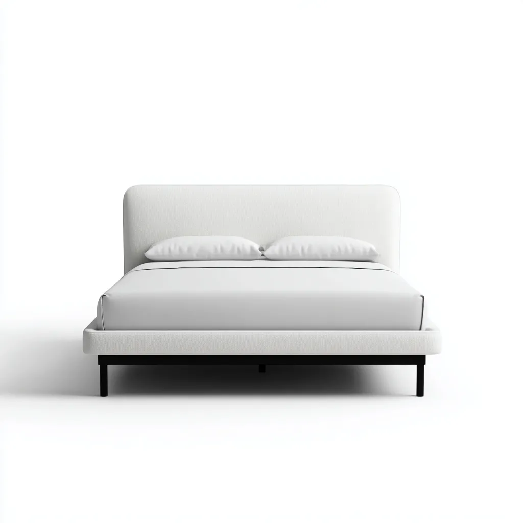 Letto matrimoniale in pelle 160x200x110 cm - bianco - design semplice con gambe nere-Homeixe