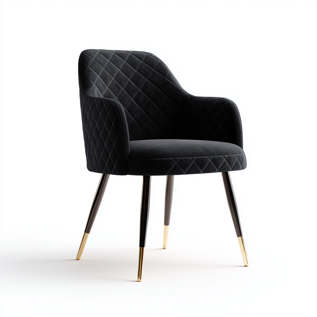 Sedia da pranzo con braccioli in velluto e metallo - 57x60x84 cm - nero - design elegante-Homeixe