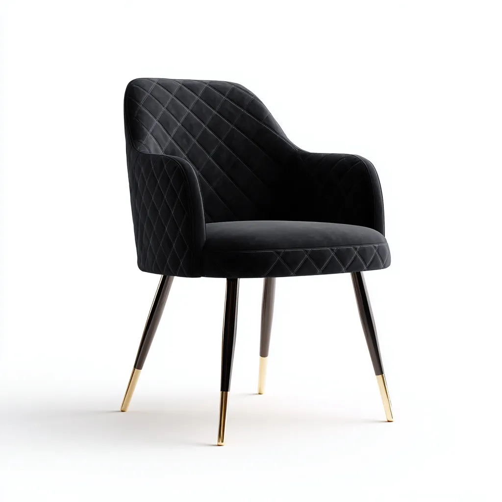 Sedia da pranzo con braccioli in velluto e metallo - 57x60x84 cm - nero - design elegante-Homeixe