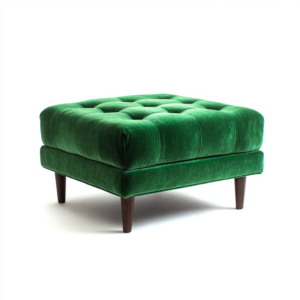 Poggiapiedi in velluto 70x70x45 cm - verde smeraldo - stile Art Deco-Homeixe