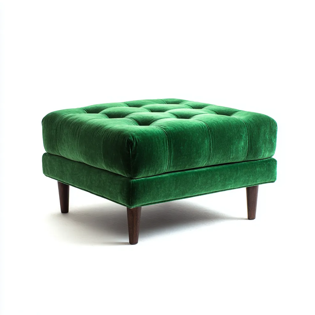 Poggiapiedi in velluto 70x70x45 cm - verde smeraldo - stile Art Deco-Homeixe