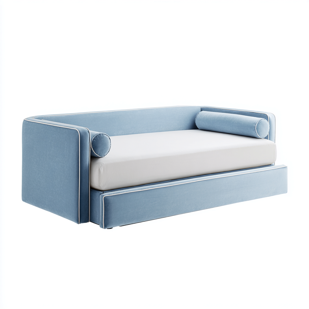 Divano letto in velluto azzurro - 200x90x85 cm - colore azzurro - design moderno con letto estraibile-Homeixe