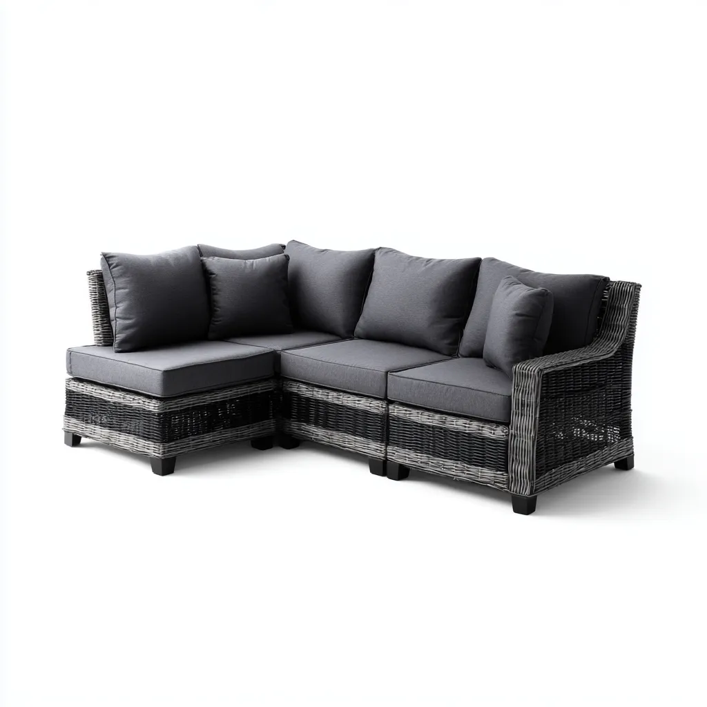 Divano da giardino angolare in rattan sintetico 210x150x70 cm - grigio scuro - stile moderno e compatto-Homeixe