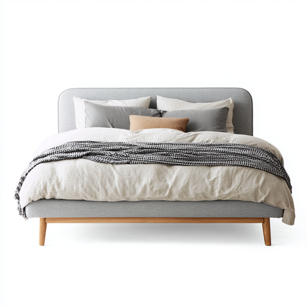 Letto matrimoniale imbottito in tessuto 160x200x110 cm - grigio chiaro - design moderno-Homeixe