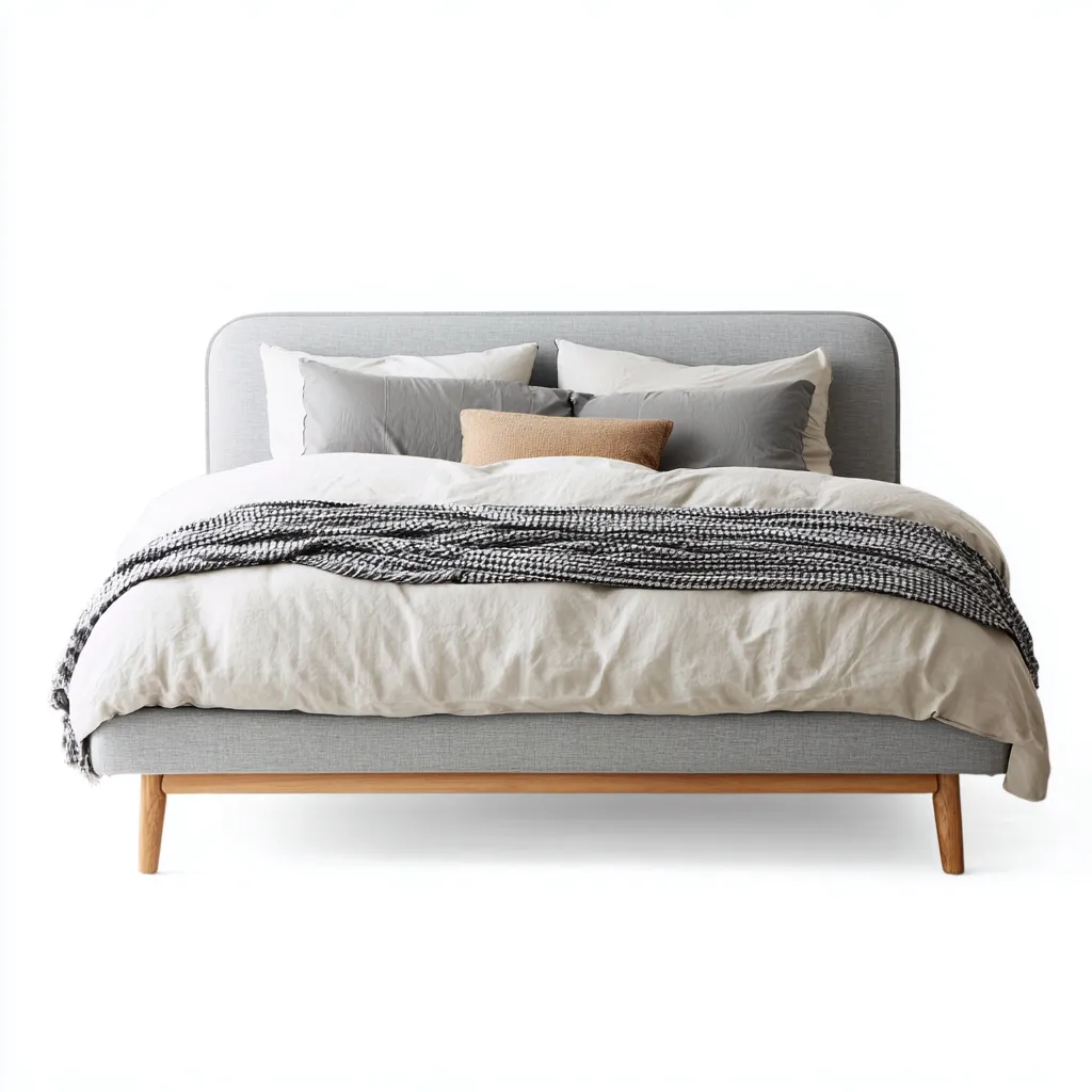 Letto matrimoniale imbottito in tessuto 160x200x110 cm - grigio chiaro - design moderno-Homeixe