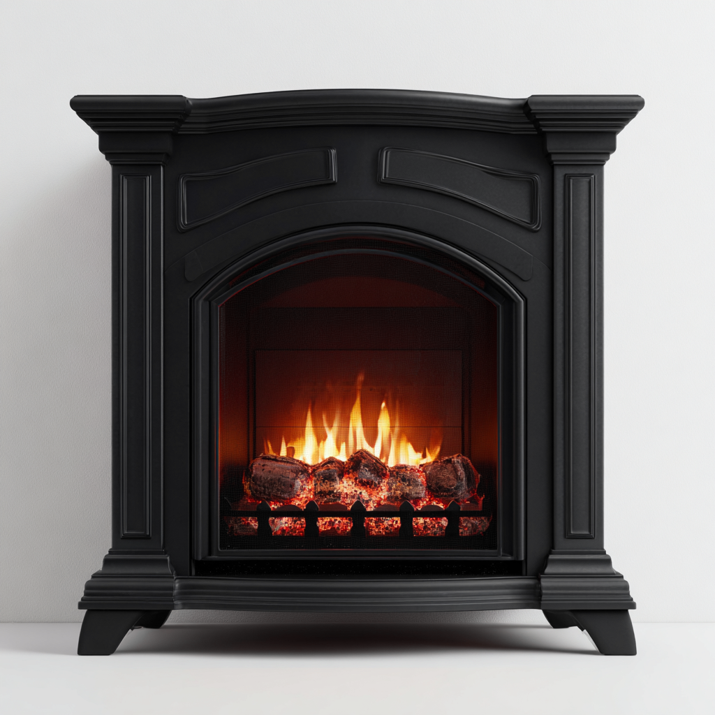 Caminetto elettrico indipendente in metallo nero con effetto fiamma realistica - 60x35x70 cm - nero - stile classico-Homeixe