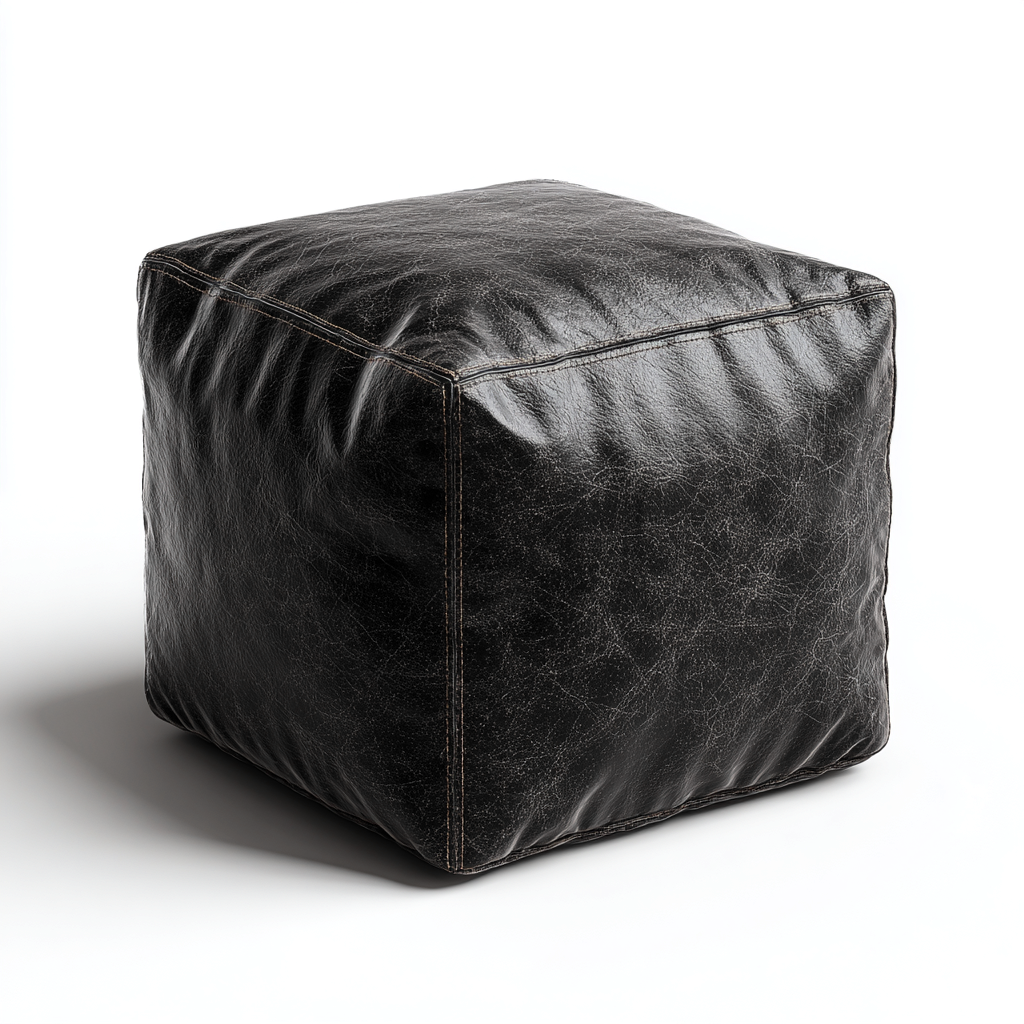 Poggiapiedi in pelle sintetica 45x45x45 cm - nero - design contemporaneo-Homeixe