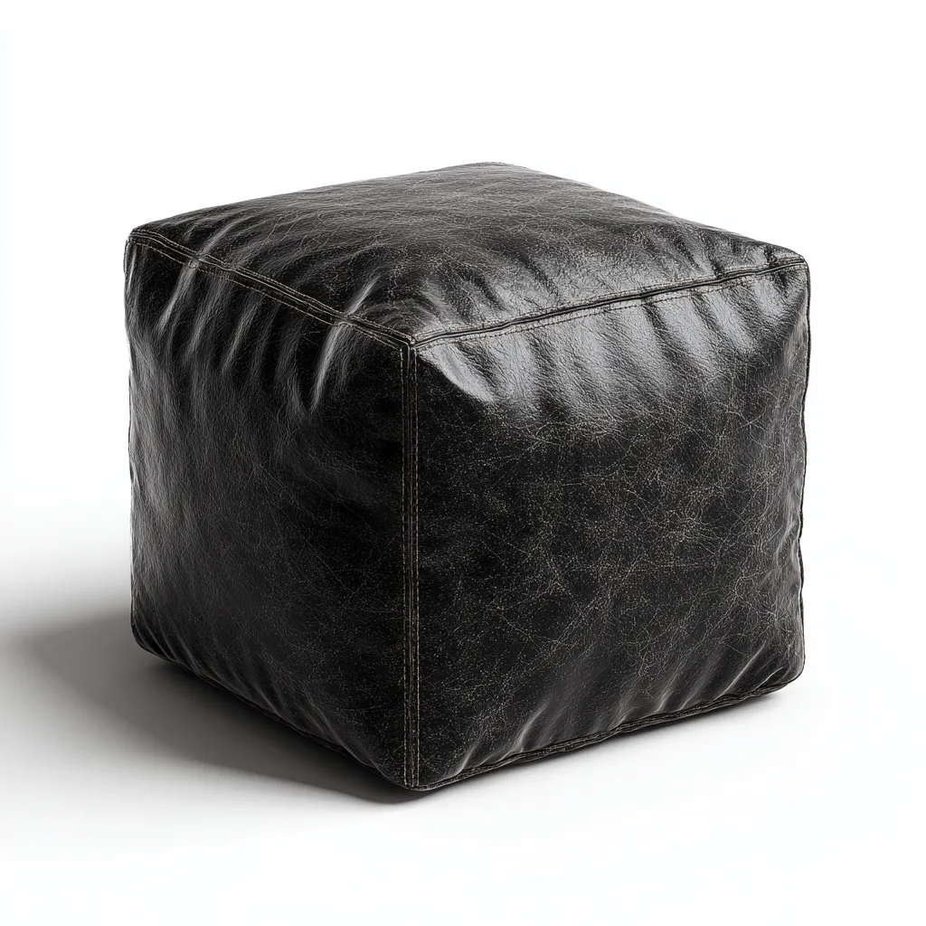 Poggiapiedi in pelle sintetica 45x45x45 cm - nero - design contemporaneo-Homeixe