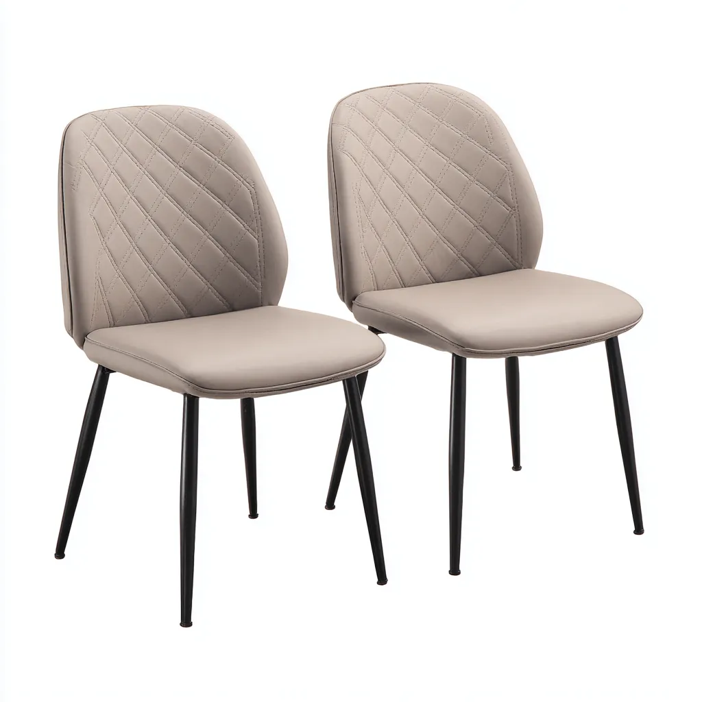 Sedia da pranzo - ecopelle imbottita 45x52x85 cm - beige - stile moderno-Homeixe