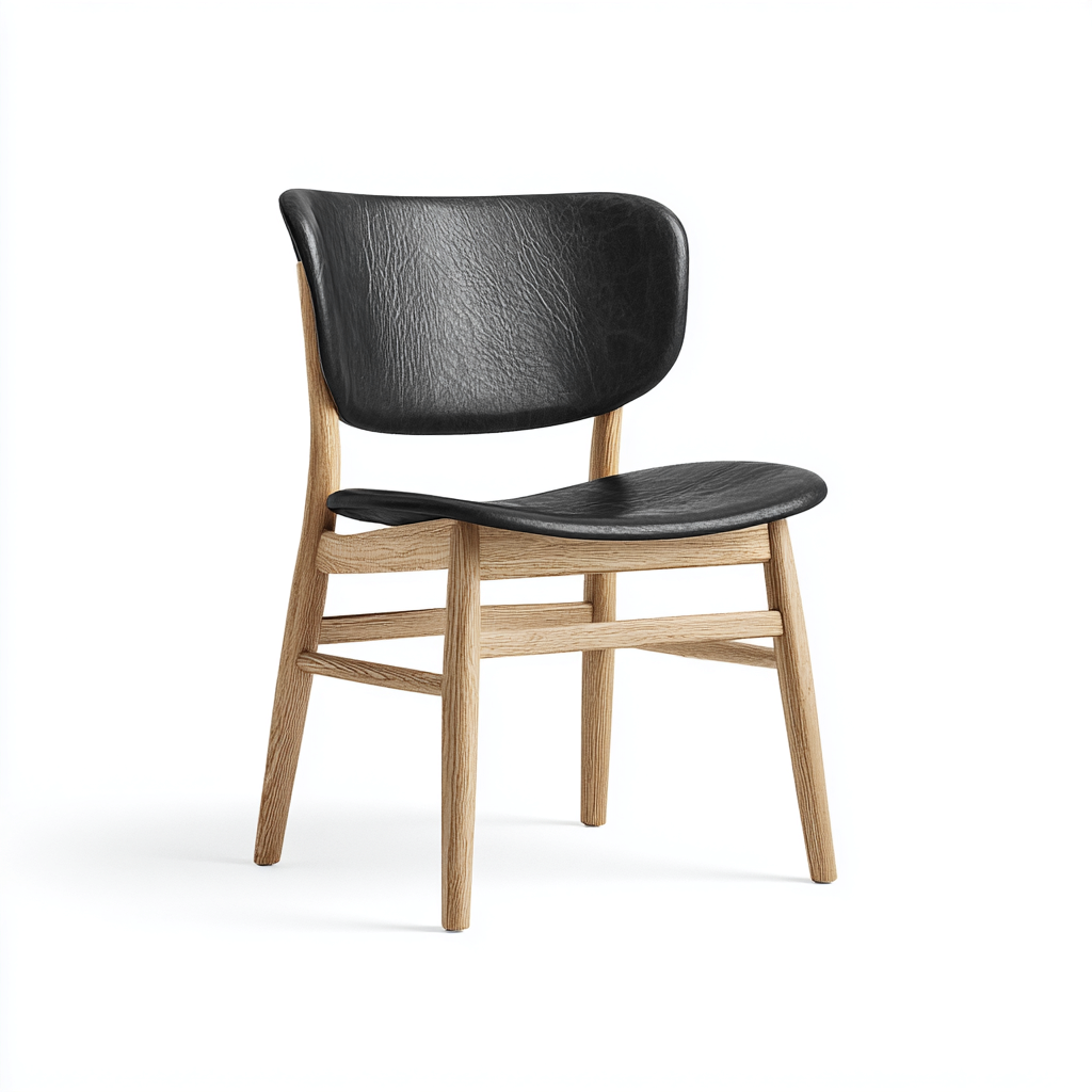 Sedia da pranzo - legno e pelle 47x52x82 cm - nero-rovere naturale - stile nordico-Homeixe