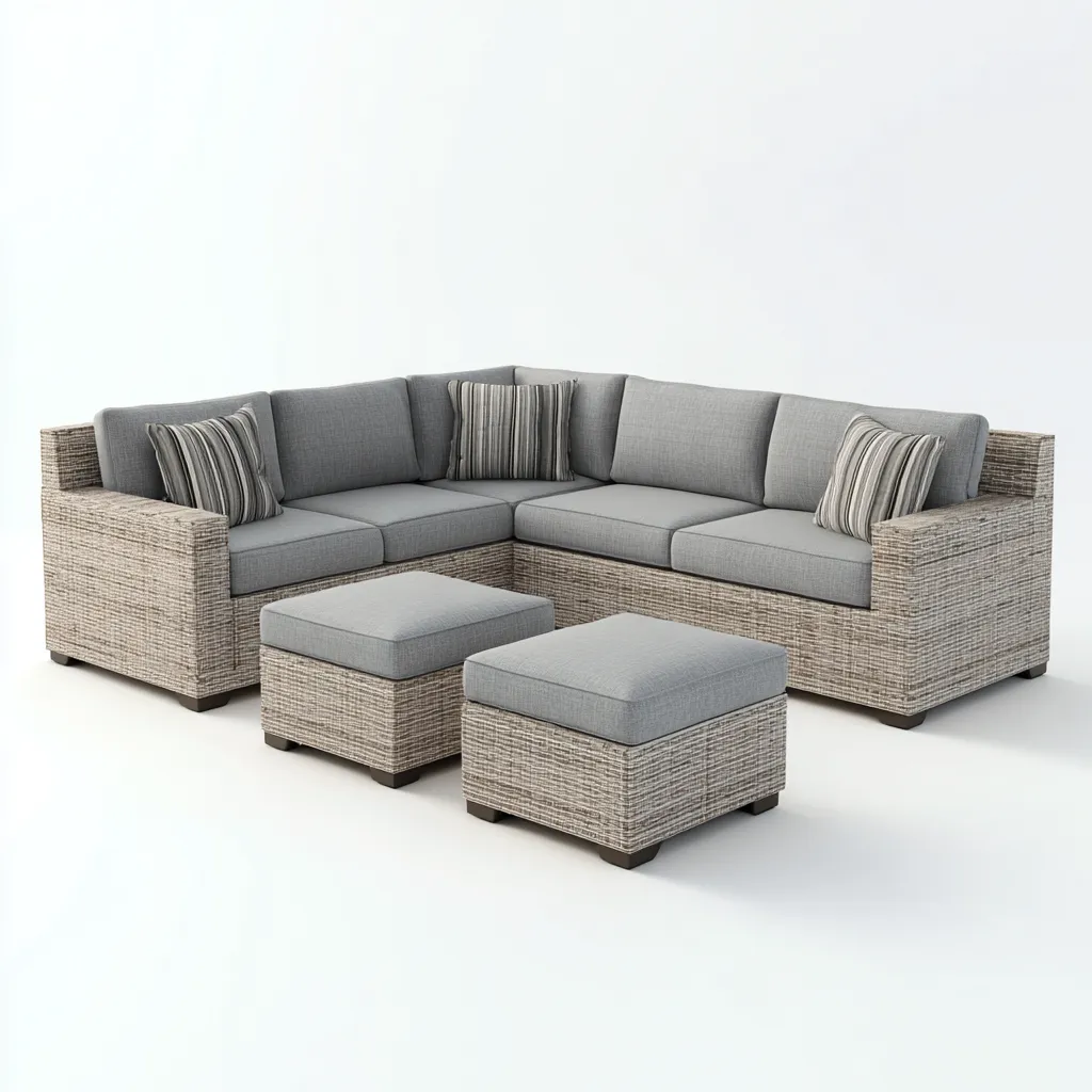 Divano da giardino angolare in rattan sintetico 250x250x70 cm - grigio chiaro - stile moderno e accogliente-Homeixe