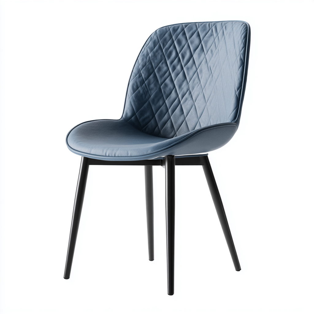Sedia da pranzo imbottita in similpelle 47x57x84 cm - blu - gambe in metallo nero - design moderno trapuntato-Homeixe