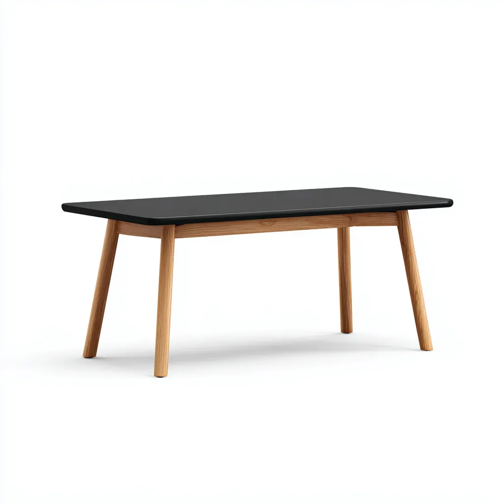 Tavolo da pranzo rettangolare in legno e MDF - 150x85x75 cm - nero-rovere - design scandinavo-Homeixe