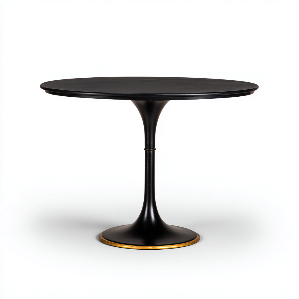 Tavolo da pranzo rotondo in metallo - 100x100x75 cm - nero - design retrò-Homeixe