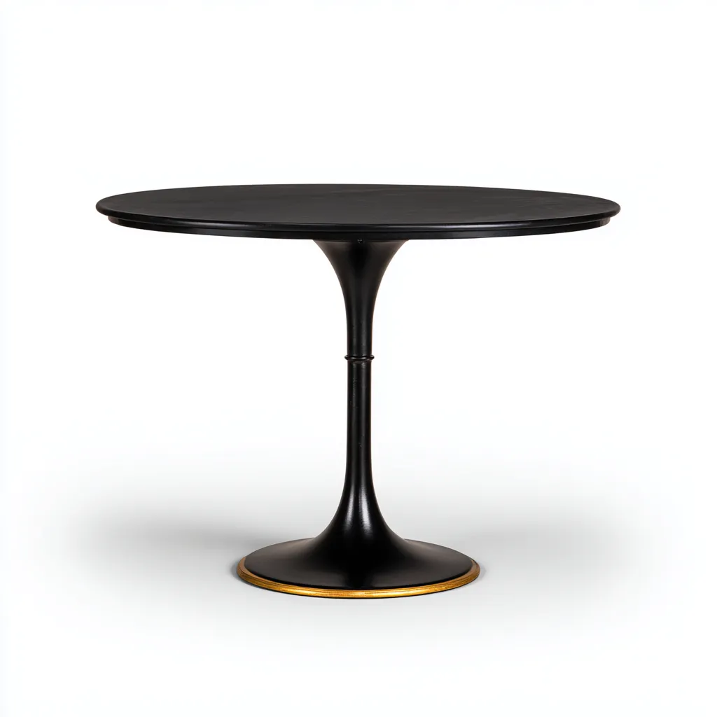 Tavolo da pranzo rotondo in metallo - 100x100x75 cm - nero - design retrò-Homeixe