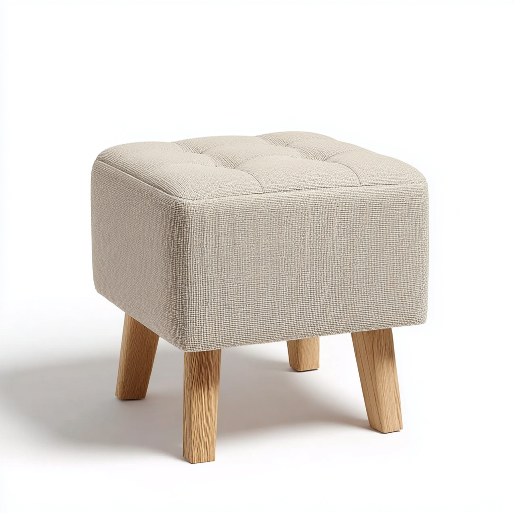 Poggiapiedi in tessuto 45x45x38 cm - beige chiaro - stile scandinavo-Homeixe