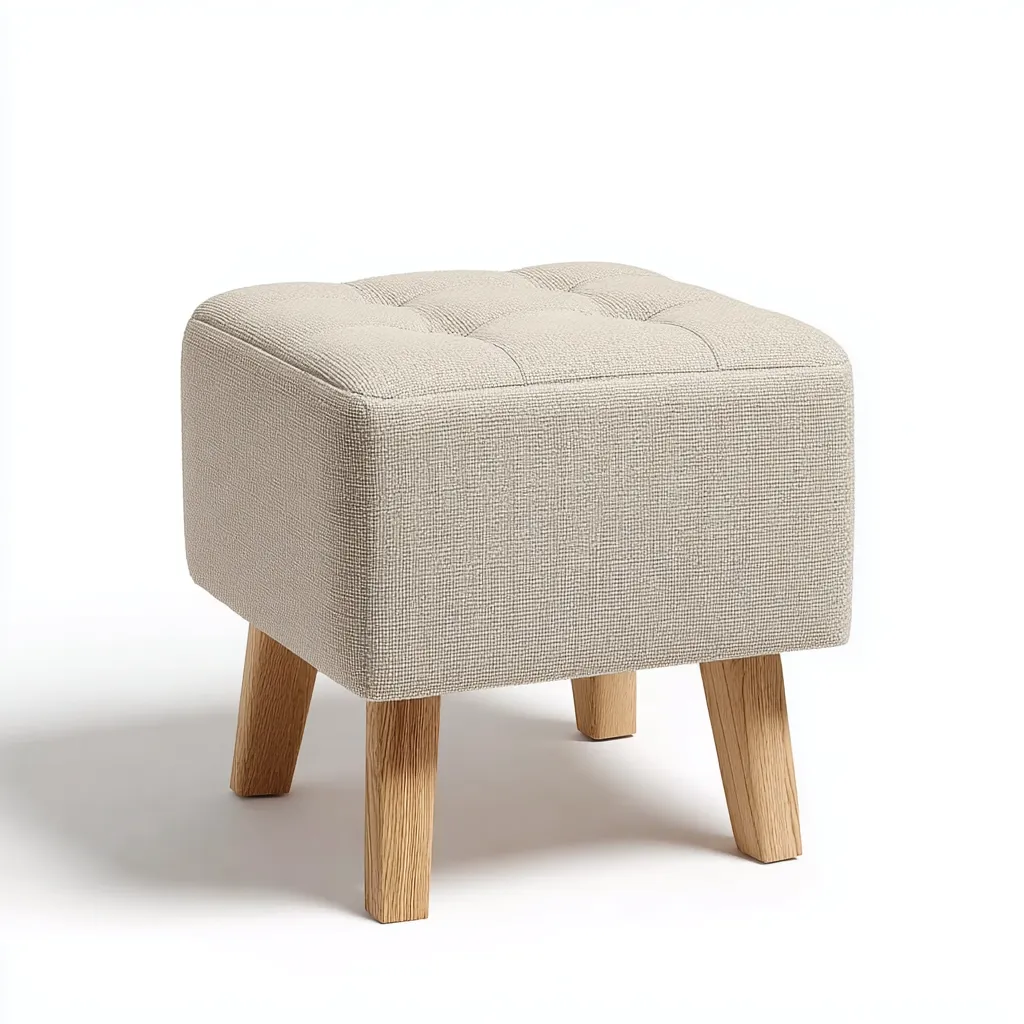 Poggiapiedi in tessuto 45x45x38 cm - beige chiaro - stile scandinavo-Homeixe