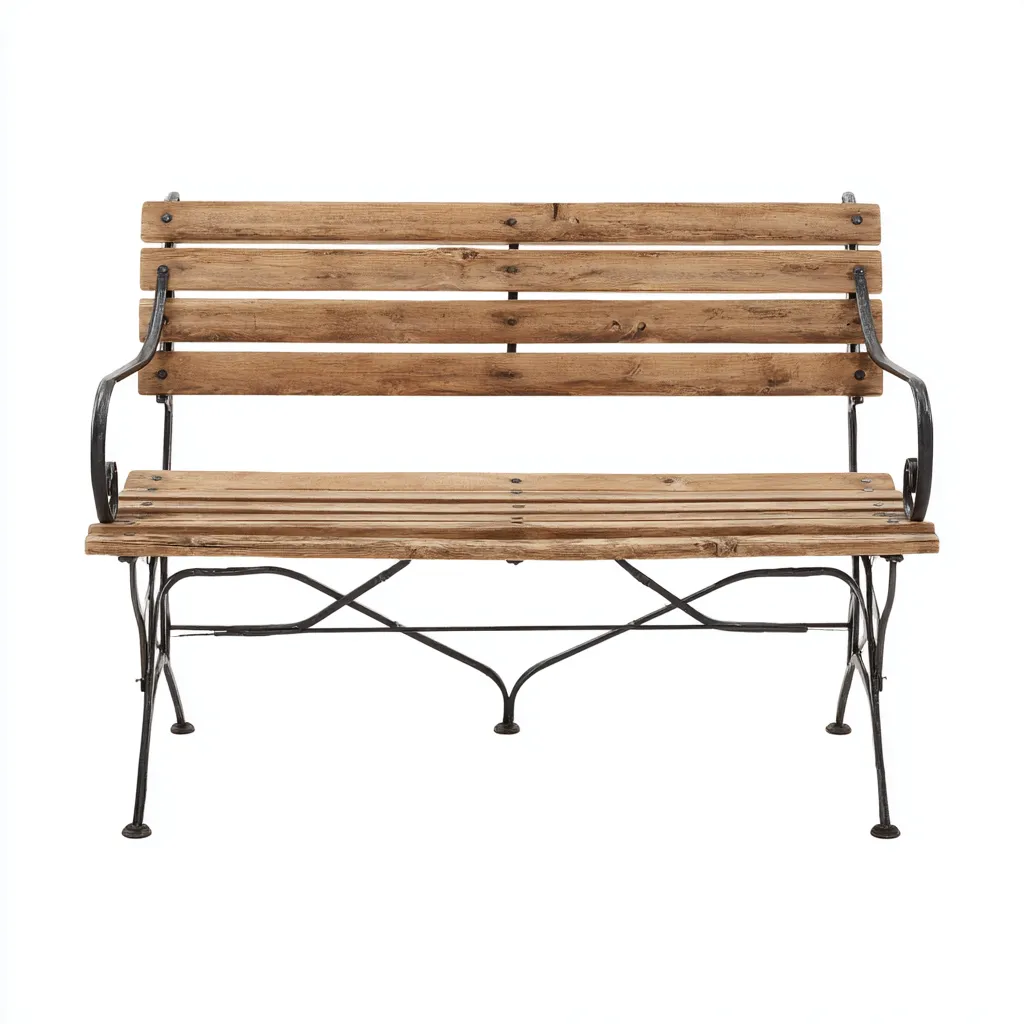 Panca da giardino in legno e metallo 120x55x85 cm - marrone naturale e nero - adatta per esterni - stile rustico-Homeixe