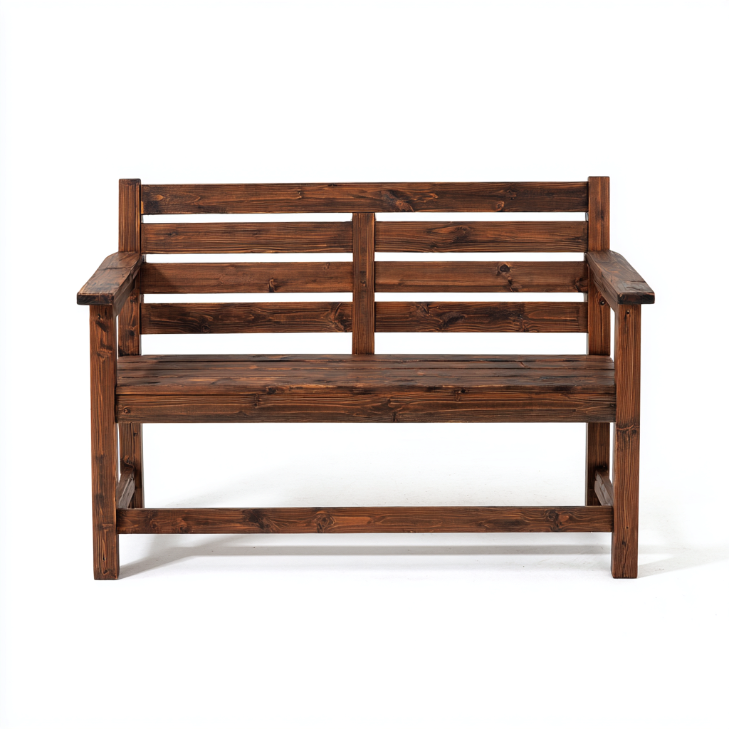 Panca da giardino in legno massello 130x60x90 cm - marrone scuro - design rustico con braccioli-Homeixe