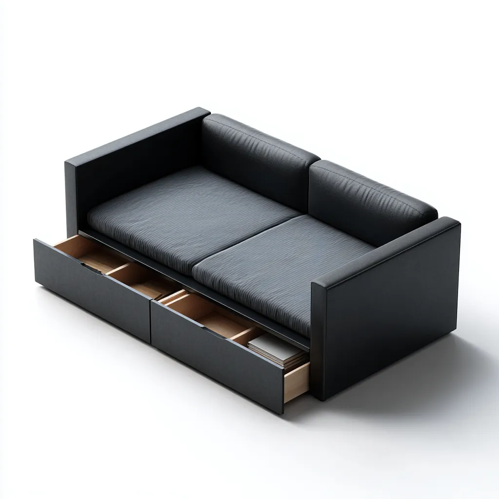 Letto Divano imbottito in tessuto con due cassetti contenitori 200x90x85 cm - Nero - Stile moderno-Homeixe