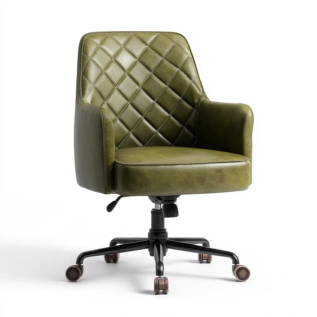 Sedia da ufficio in similpelle 60x58x88 cm - verde - stile retrò-Homeixe